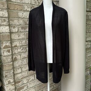 T Tahari Black Open Weave Knit Cardigan - L